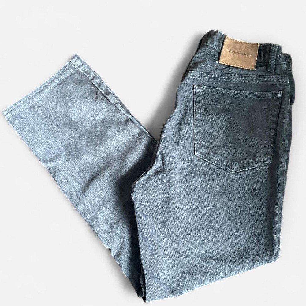 Calvin Klein Black denim jeans with a relaxed straight cut fit see description